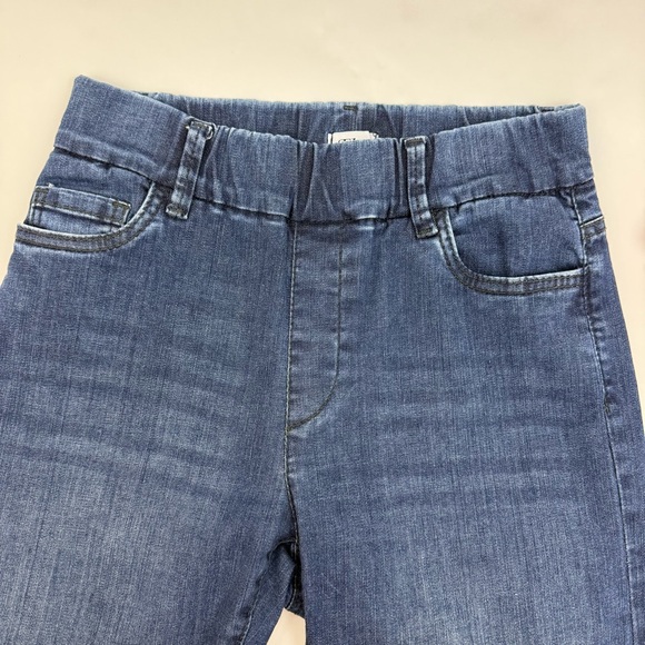 Bevy Flog Amanda Denim High Rise Straight Wide Leg Pull On Jeans Raw Hem Blue - Picture 6 of 14